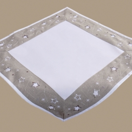 Decke - weiß-hellgrau/silber Stickerei "Sterne" - (60x60 cm) - altrad